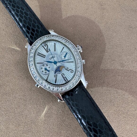 Vintage and Popular DMQ  Moon Phase Watch with Cubic Zirconia Bezel 9 inch strap main image 7